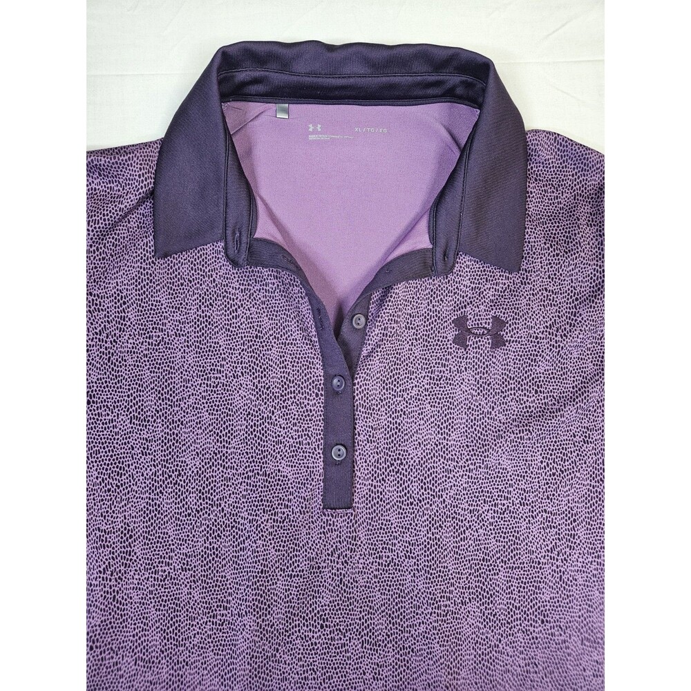 Under Armour Shirt Women's Size XL Purple Animal Print Polo Short Sleeve